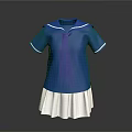 Classic Blue Sailor Short Sleeve Top With White Pleated Skirt Outfit