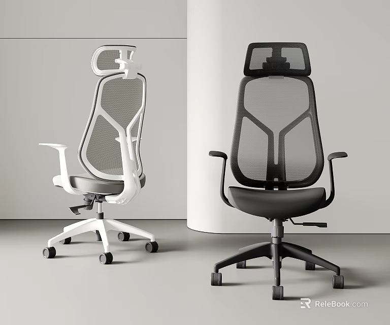 Modern Mesh Office Chairs White And Black Design For Modern Workspace 3d model 