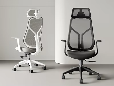 Modern Mesh Office Chairs White And Black Design For Modern Workspace 3d model