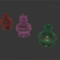 Three Black Train Mechanical Parts Model With Detailed Multi Layer Structure Design