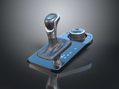 Modern Car Interior Gear Shift Lever With Control Knob On Premium Console Panel 3d model