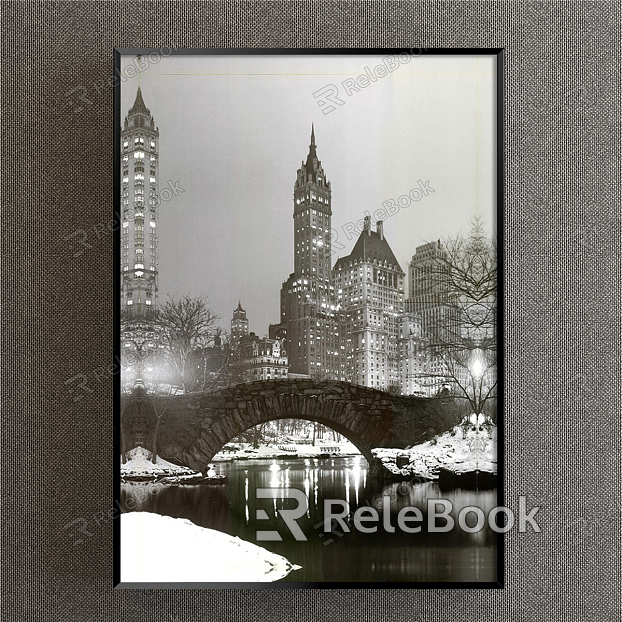 Modern Landscape Painting Simple Black and White Study Photography Town Light model