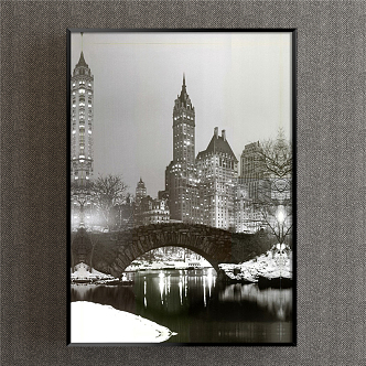 Modern Landscape Painting Simple Black and White Study Photography Town Light 3d model