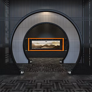 New Chinese-style Crescent Door Crescent Door Hanging Painting 3d model