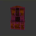 Traditional Dark Wood Storage Cabinet With Open Shelves Drawers And Doors