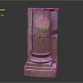 Ancient Stone Column with Worn Texture and Intricate Base Structure Design 3d model