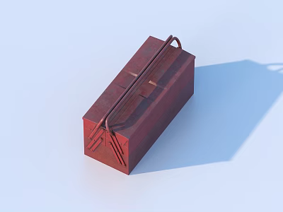 Red Storage Box With Handle And Geometric Design For Home Organizing 3d model