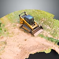Yellow Tracked Bulldozer Working On Grass And Dirt Construction Site 3d model