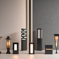 Outdoor Lights With Various Black Designs And Illuminated Warm Glow For Garden Patio Use