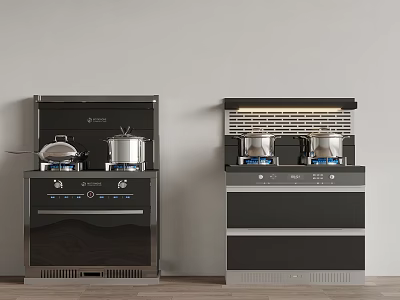 Modern Black Kitchen Appliances With Built in Cooktops And Sleek Stove Units 3d model