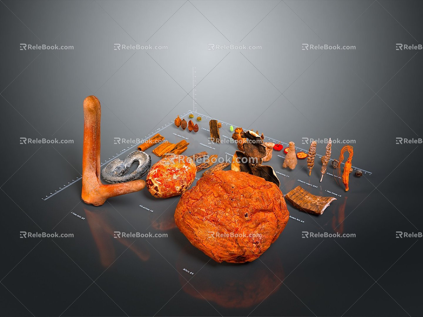 Chinese herbal medicine mashing hammer pilose antler cordyceps ganoderma lucidum daily necessities 3d model