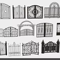 Various Wrought Iron Entrance Gates With Ornate Patterns Arch Top And Decorative Details