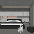 Modern Bedroom Interior With Large Bed Built In Wardrobe And Ambient Lighting