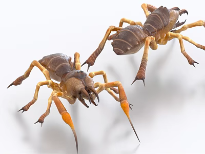 Two Brown Reptile Like Creatures With Long Limbs 3d model Two Brown Reptile Like Creatures With Long Limbs 3d model