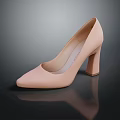 Nude Pink High Heel Shoes with Pointed Toe and Block Heel Elegant Stylish Women's Footwear