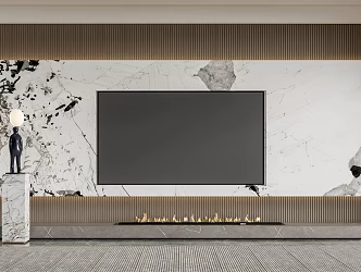 Modern TV background wall Rock board TV background wall 3d model