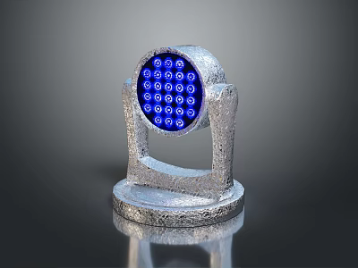 Modern Silver Furniture Lamp With Blue LED Lights And Textured Base 3d model