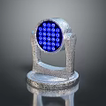 Modern Silver Furniture Lamp With Blue LED Lights And Textured Base