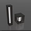 Modern Outdoor Lights With Tall Rectangular And Square Metal Frames And Warm Glowing Light 3d model