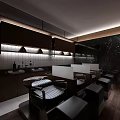 Luxurious Beauty Hair Salon Interior With Dark Cabinets Marble Walls And Modern Lighting