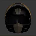 Black Motorcycle Helmet With Yellow Tinted Visor And Ultracomfort Geometric Design