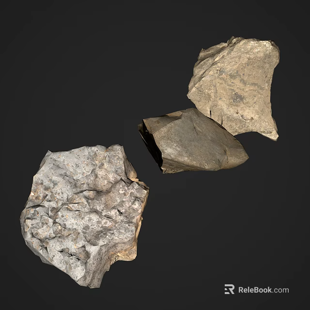 Rural Landscape Featuring Natural Stones With Textured Surfaces In Countryside Setting 3d model 