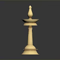 Brass Decorative Object With Tiered Base Spiral Column And Spire Top 3d model