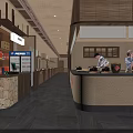 Open Kitchen Restaurant Interior With Chef Preparing Food And Fresh Ingredients