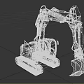 Yellow Heavy Construction Excavator 3D Model With Tracked Undercarriage And Front Bucket