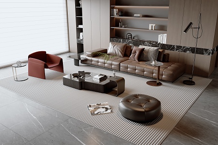 Italian sofa and coffee table combination 3d model