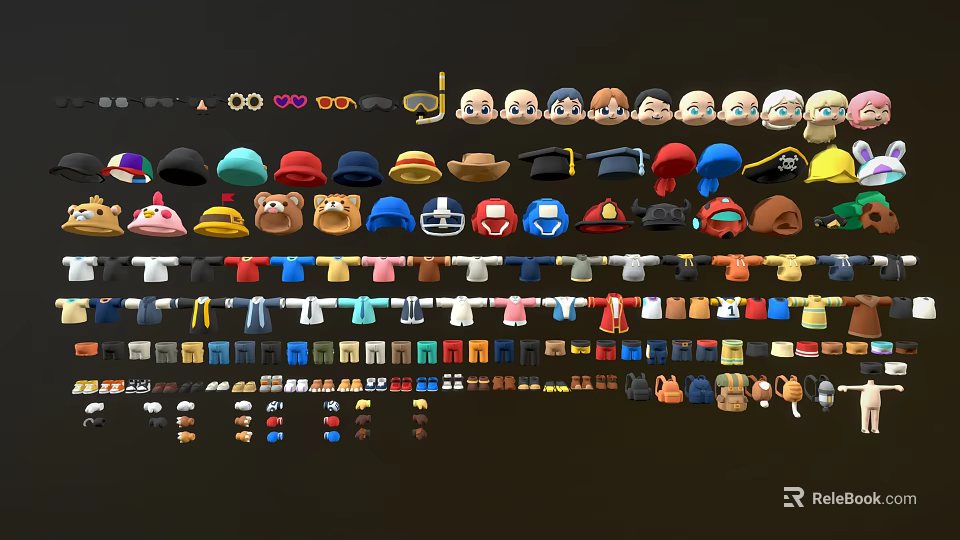 Assorted Fashionable Hats and Clothing Apparel for Various Casual Style Needs 3d model 