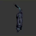 Game Movie Character Mechanical Horse With Glowing Purple Blue Mane And Skeletal Details