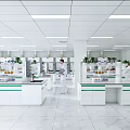 Modern Retail Store Interior With Green Accents Display Shelves And Potted Plants