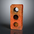 Vintage Red Brick With Three Vertical Circular Holes And Textured Surface 3d model