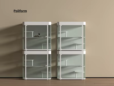 Modern Multi Layer Pet Cage With Transparent Glass And White Frame Side By Side Design 3d model