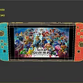 Portable Game Console With Blue Red Controllers Displaying Super Smash Bros Vibrant Graphics
