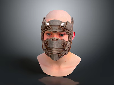Intricate Metallic Facial Mask On Mannequin Head With Detailed Design 3d model
