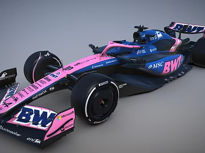 Pink And Blue F1 Car With BWT Logo Racing Design And Aerodynamic Features 3d model
