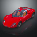 Red Classic Sports Car With Streamlined Design Transparent Roof And Orange Interior