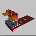 Colorful Structural Component With Red Base Yellow Platforms And Blue Sections
