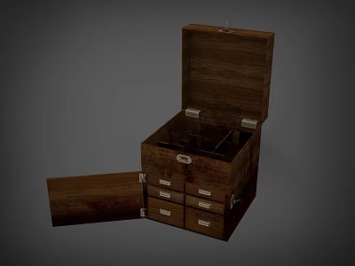 Open Wooden Jewelry Cabinet With Multiple Drawers And Storage Compartments 3d model