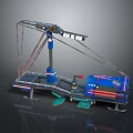 Industrial Mechanical Device With Crane Arm Blue Structure Platform Base And Suspension Cables