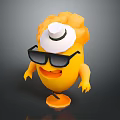 Playful Game Movie Character With Yellow Body Orange Hair White Hat And Black Sunglasses