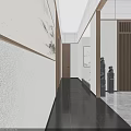 Modern Corridor Interior Design With Landscape Painting Small Rock Garden And Ceiling Light Strips