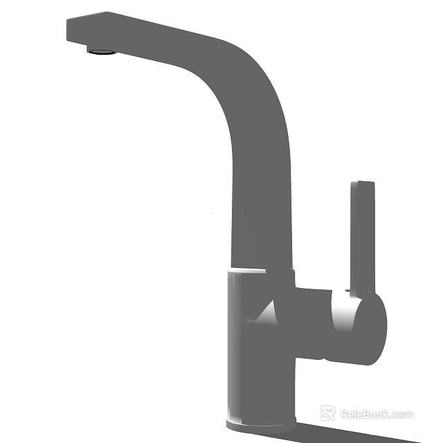 Modern Single Handle Faucet With Sleek Metal Structure And Contemporary Design 3d model 