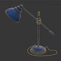 Blue Vintage Table Lamp With Adjustable Arm And Metal Base Design 3d model