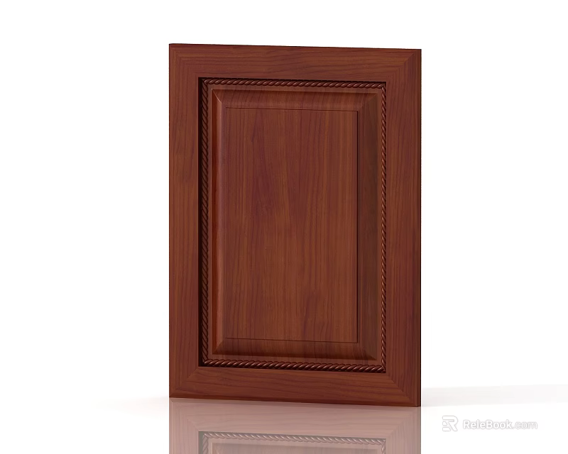 Brown Wooden Cabinet Door With Decorative Carved Frame And Classic Design 3d model 