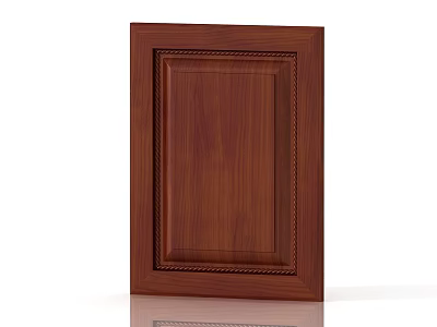Brown Wooden Cabinet Door With Decorative Carved Frame And Classic Design 3d model