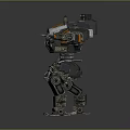 Orange And Black Armored Robot With Circular Camera Extended Arm And Mechanical Design