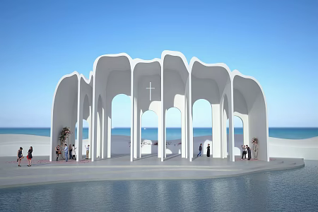 Modern Pavilion Seaside White Pavilion 3d model
